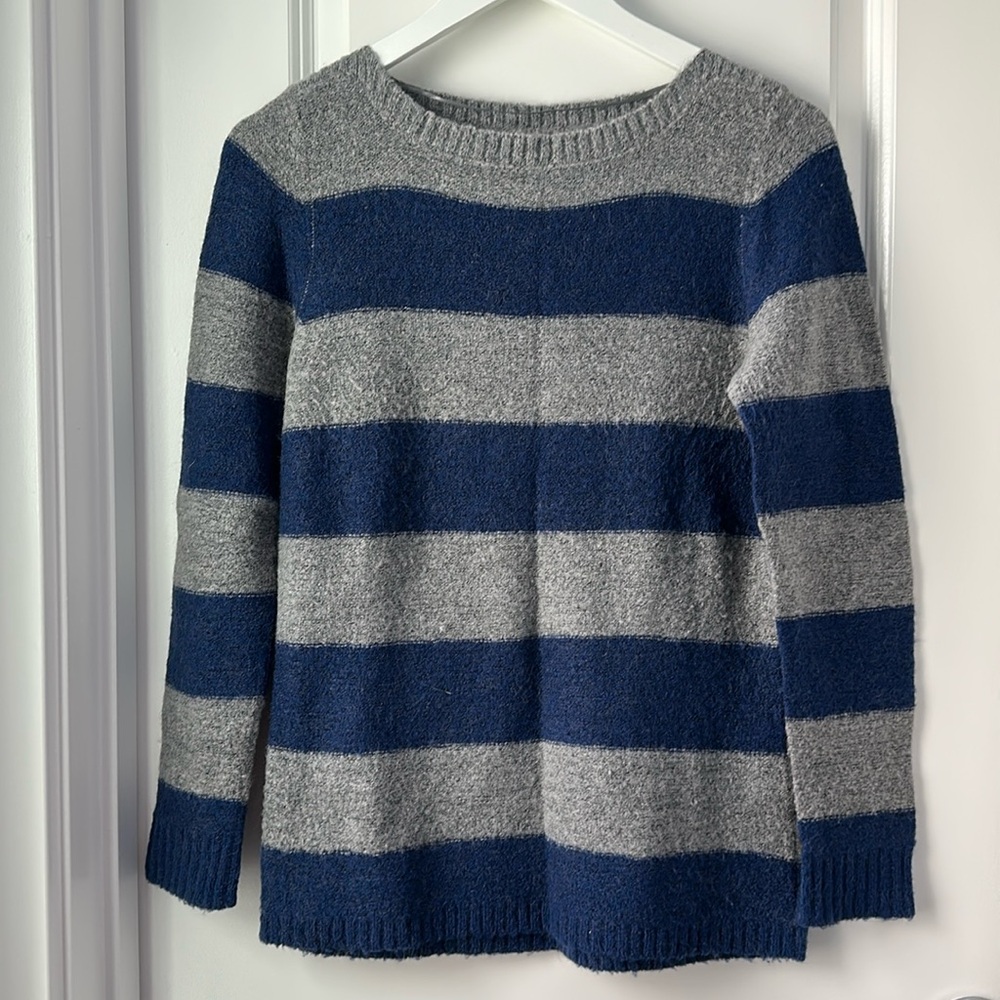 Blue And Gray Striped Sweater